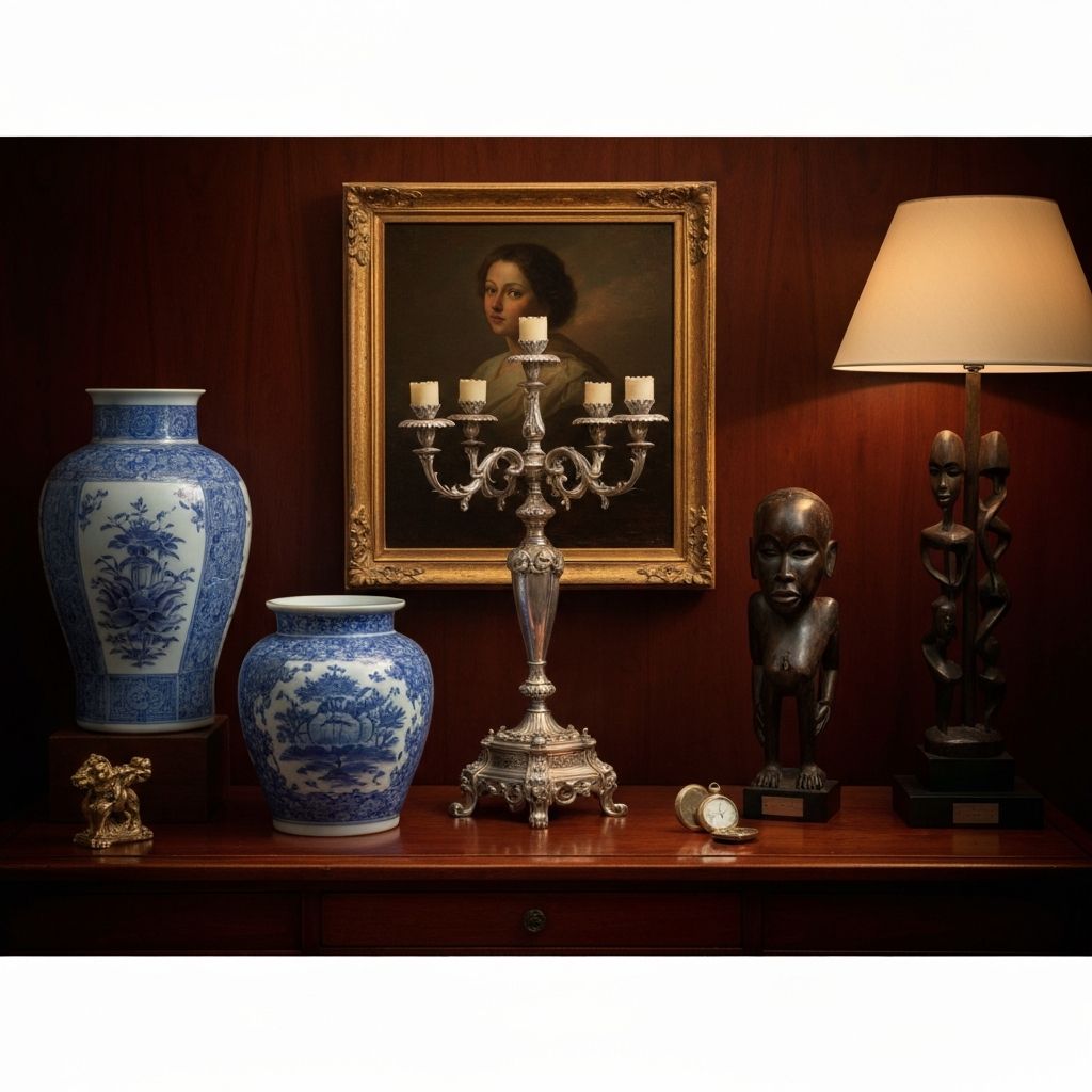 Collectie antiek — vazen, schilderijen en beelden voor AI-taxatie door AntiqBot